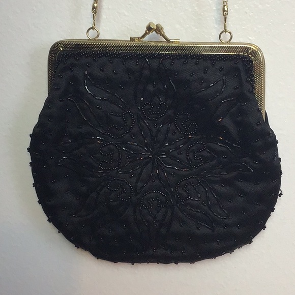Black Beaded Crossbody Bag/Clutch/Purse - Picture 3 of 7